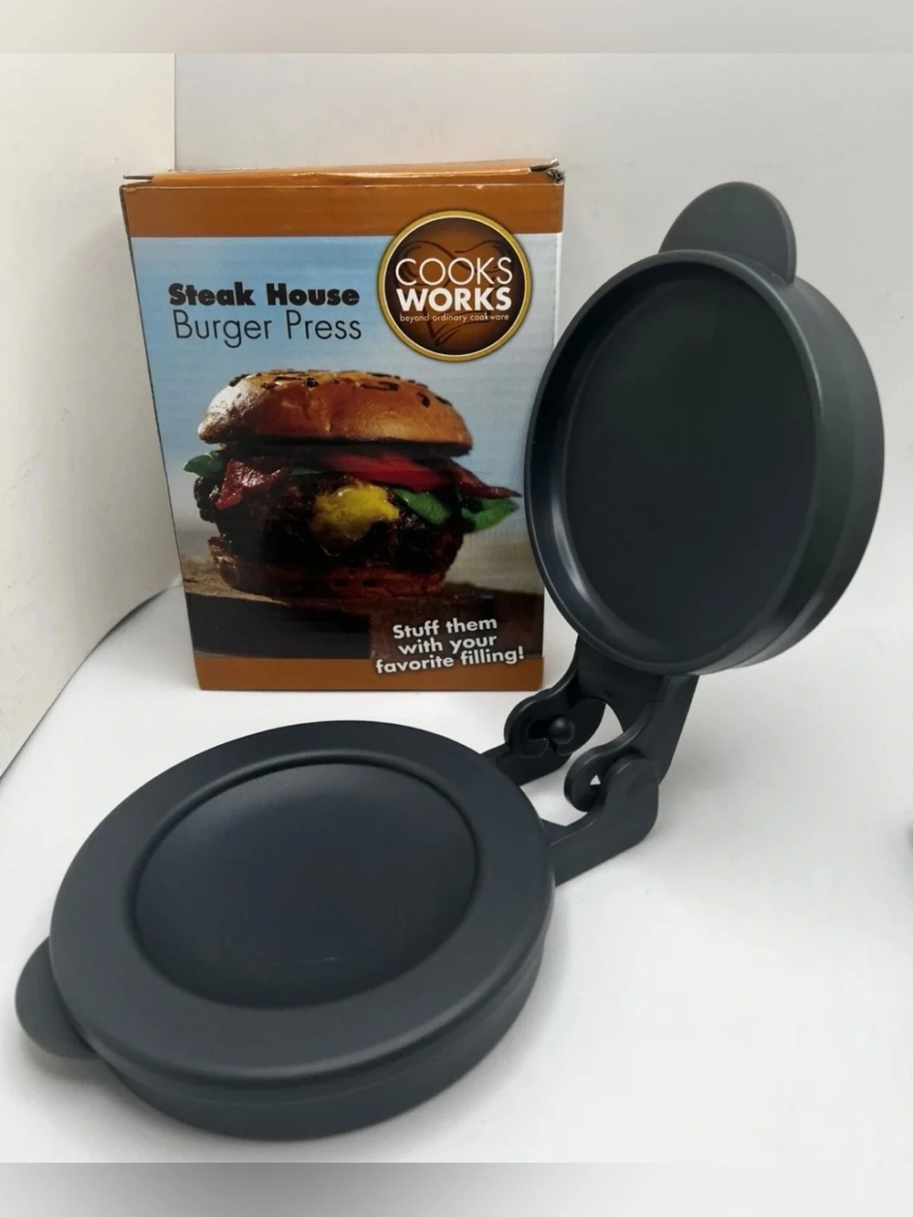 Stuffed Burger Press Hamburger Patty Mold Maker Slider - Clamshell Design
